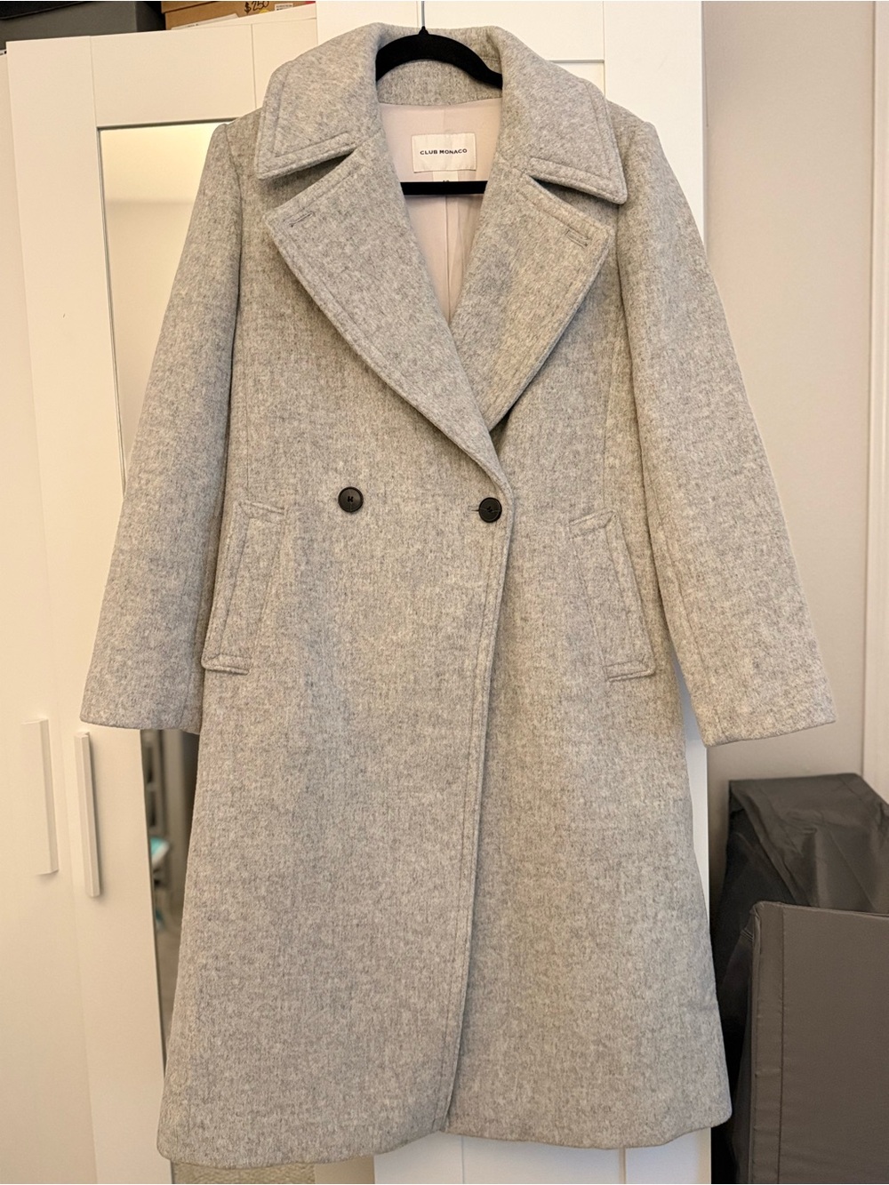 Club Monaco Light Gray Double-Breasted Pea Coat